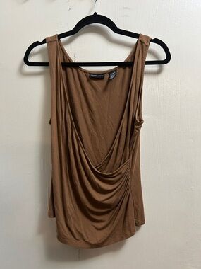New York & Company Draped Brown Sleeveless Women’s Top Size L